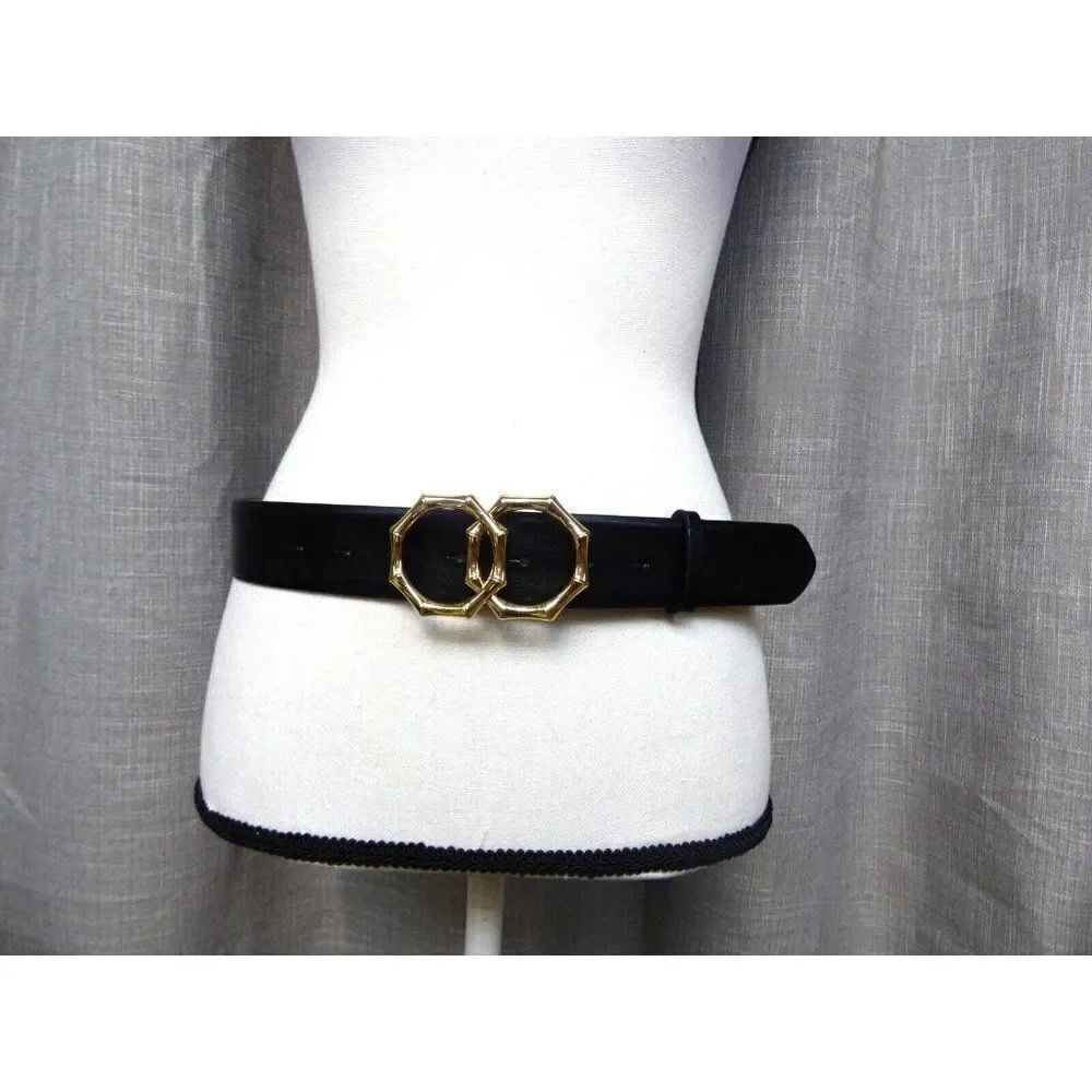INC International Concepts Double-Circle Bamboo-Buckle Belt, Black